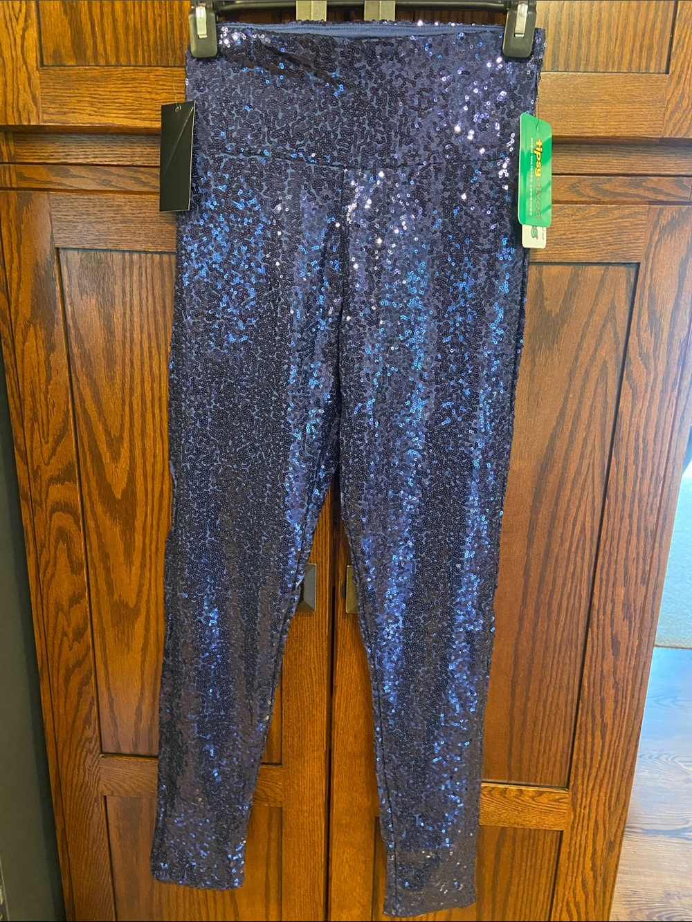 Tipsy Elves Blue Sequin High Waisted Leggings Women’s Size XS